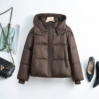Damen kurze Steppjacke mit herausnehmbarem Kragenpolster in Braun