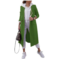 Damen Oversize-Mantel mit klassischem Revers und Taschen in Grün