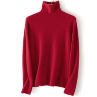 Damen Feinstrick Rollkragenpullover aus Kaschmirmischung leicht oversized Nord Taschen in Goldsandrot