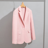 Damen Leichter strukturierter Ein-Knopf-Blazer mit figurformenden Abnähern und Pattentaschen Nord Taschen in Rosa