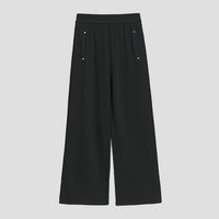 Damen Weite Satin-Loungehose mit elastischem Bund und Eingrifftaschen Nord Taschen in Schwarze Hose