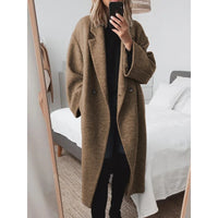 Damen Oversize-Mantel mit Revers und doppelter Knopfleiste in Braun