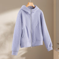 Damen Relaxed-Fleece-Hose mit hoher Taille, Tunnelzug und dekorativer Seitennaht Nord Taschen in Sternenlila Oberteil