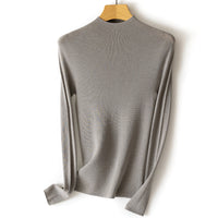 Damen Feinstrick-Longsleeve mit kurzem Stehkragen und schlanker Silhouette Nord Taschen in Stadtgrau