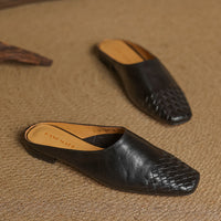 Clara | Damen Leder Mules elegant zeitlos in Schwarz