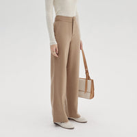 Damen Hochtaillierte Wollmix-Palazzohose mit geradem Fall und verdecktem Hakenverschluss Nord Taschen in Kamel