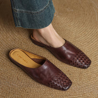 Clara | Damen Leder Mules elegant zeitlos in Braun