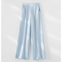 Damen Weite Palazzo-Hose aus Ponte-Jersey mit elastischem Komfortbund und Bügelfalte Nord Taschen in Eisblau