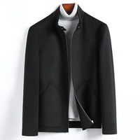 Herren Elegante Kurzjacke aus Wollmix mit Stehkragen, verdecktem Reißverschluss und konturierten Eingrifftaschen Nord Taschen in Schwarz (100% Wolle)