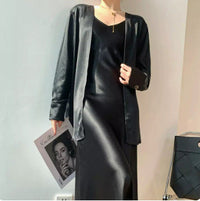 Damen Satin Robe Nord Taschen in Schwarz