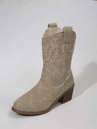 Damen Western Stiefelette mit Blockabsatz in Ecru