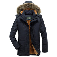 Herren Winterparka mit Kapuze, Knöpfen und Taschen in Schwarz