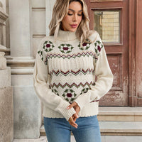 Damen Langarm Rollkragenpullover in Cremeweiß