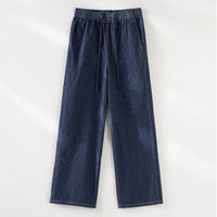 Damen Weite Jeanshose mit elastischem Bund und Tunnelzug Nord Taschen in Jeansblau