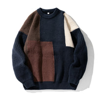 Pullover mit Rundhalsausschnitt und Farbblockdesign in Marineblau