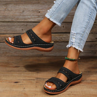 Damen Sandalen Gepolsterte Sohle Sommer Schuhe in Schwarz