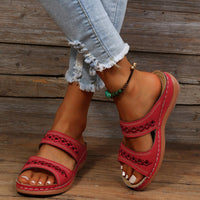 Damen Sandalen Gepolsterte Sohle Sommer Schuhe in Rot