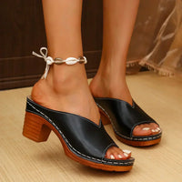 Damen Sandalen Dicken Absätzen Sommer in Schwarz