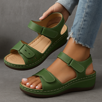 Damen Sandalen Riemen Keilabsatz Freizeit Stil in Grün