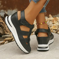 Damen Sandalen Orthopädischem Klettverschluss Sommer in Schwarz