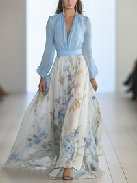Evi™ - Blühende Elegante Kleid in Hellblau