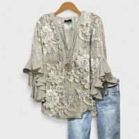 Lea | Damen Schleifen Bluse – Bluse mit Schleife Feminin Sommer 2026 in Hellbraun