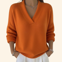 Nina | Pullover Damen V-Ausschnitt modern & stilvoll in Orange
