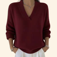 Nina | Pullover Damen V-Ausschnitt modern & stilvoll in Rot