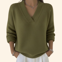 Nina | Pullover Damen V-Ausschnitt modern & stilvoll in Grün