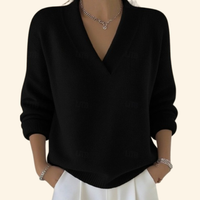 Nina | Pullover Damen V-Ausschnitt modern & stilvoll in Schwarz