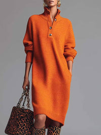 Scarlett | Elegantes Strickkleid mit zeitloser Ausstrahlung in Orange
