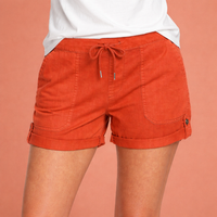 Lässige Damen Shorts mit Kordelzug und umgeschlagenem Saum | Zelina in Orange