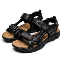 Orthopädische Unisex Trekkingsandalen mit verstellbarem Klettverschluss und griffiger Laufsohle in Schwarz