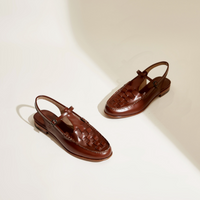 Damen Sandalen Riemen Schnalle Freizeit in Braun