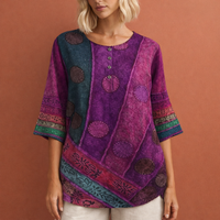 Oversized Sommertop mit buntem Druck für Damen | Noëlle in Lila
