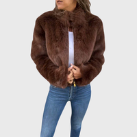Aileen | Pelz-Winterjacke mit Stehkragen in Braun