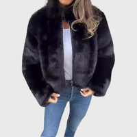 Alina | Warme Fleecejacke Damen Teddy modern chic in Schwarz