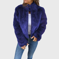 Alina | Warme Fleecejacke Damen Teddy modern chic in Blau