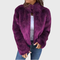 Alina | Warme Fleecejacke Damen Teddy modern chic in Lila