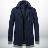 William | Herren Klassischer Winter Durchgehende Knopfleiste Mantel in Blau