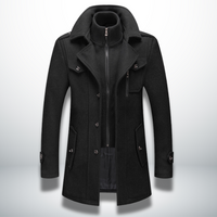 William | Herren Klassischer Winter Durchgehende Knopfleiste Mantel in Schwarz