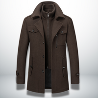 William | Herren Klassischer Winter Durchgehende Knopfleiste Mantel in Braun