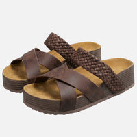 Olivia | Damen Plateau-Sandalen Geflochtene Riemen – Geflochten Plateau Sommer in Kaffee