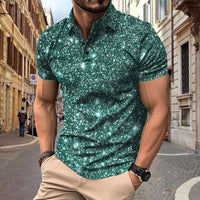 Herren Polo - Slim Fit mit kurzen Ärmeln und Glitzerprint | Trendy in Grün