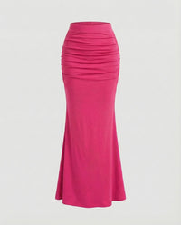 Diana | Damen Meerjungfrauen Rock Raffung – Fishtail Rock Figurbetont Elegant 2026 in Fuchsia