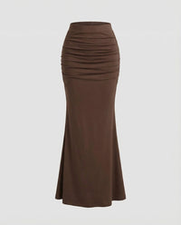 Diana | Damen Meerjungfrauen Rock Raffung – Fishtail Rock Figurbetont Elegant 2026 in Khaki