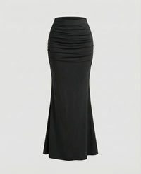 Diana | Damen Meerjungfrauen Rock Raffung – Fishtail Rock Figurbetont Elegant 2026 in Schwarz