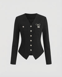 Renate | Damen Strickjacke Vintage Knöpfe – Strickjacke Retro Knöpfe Cardigan 2026 in Schwarz