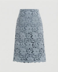 Tanja | Damen Floraler A-Linien Spitzenrock – Spitze Rock Blumen A-Linie 2026 in Blau