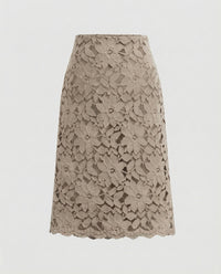 Tanja | Damen Floraler A-Linien Spitzenrock – Spitze Rock Blumen A-Linie 2026 in Khaki